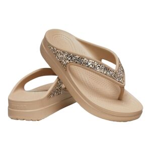 Crocs‎ Women's Sloane Glitter Wedge Flip Flops Women's Size 10 New Sand